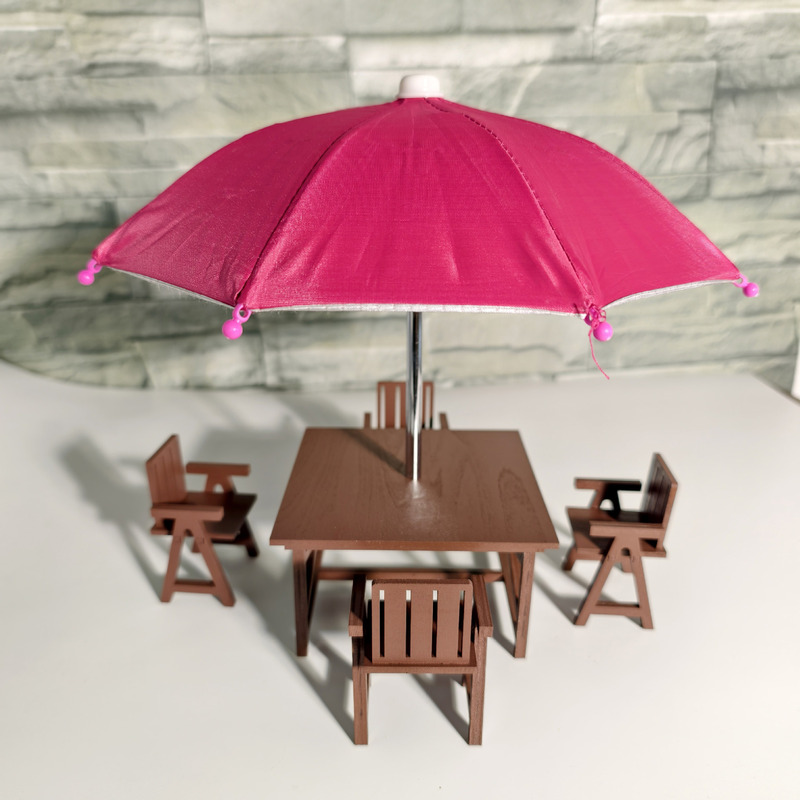 12-Piece Bjd Outdoor Sunshade Umbrella Table and Chair DIY Miniature Food Toy Dollhouse Scene Photo Props