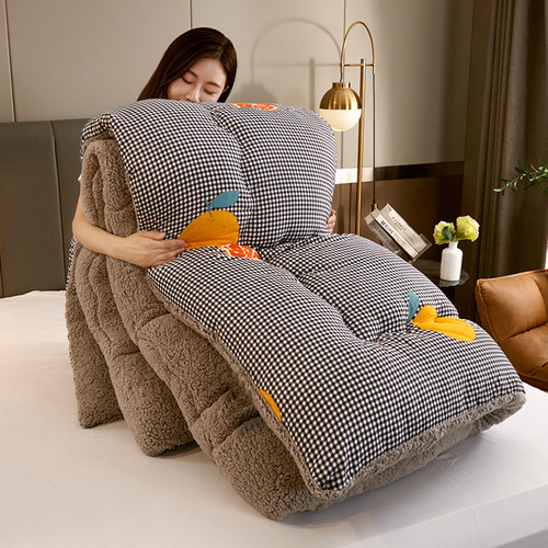Cross-border brushed printed winter quilt lamb velvet quilt single double student dormitory quilt core air-conditioned quilt