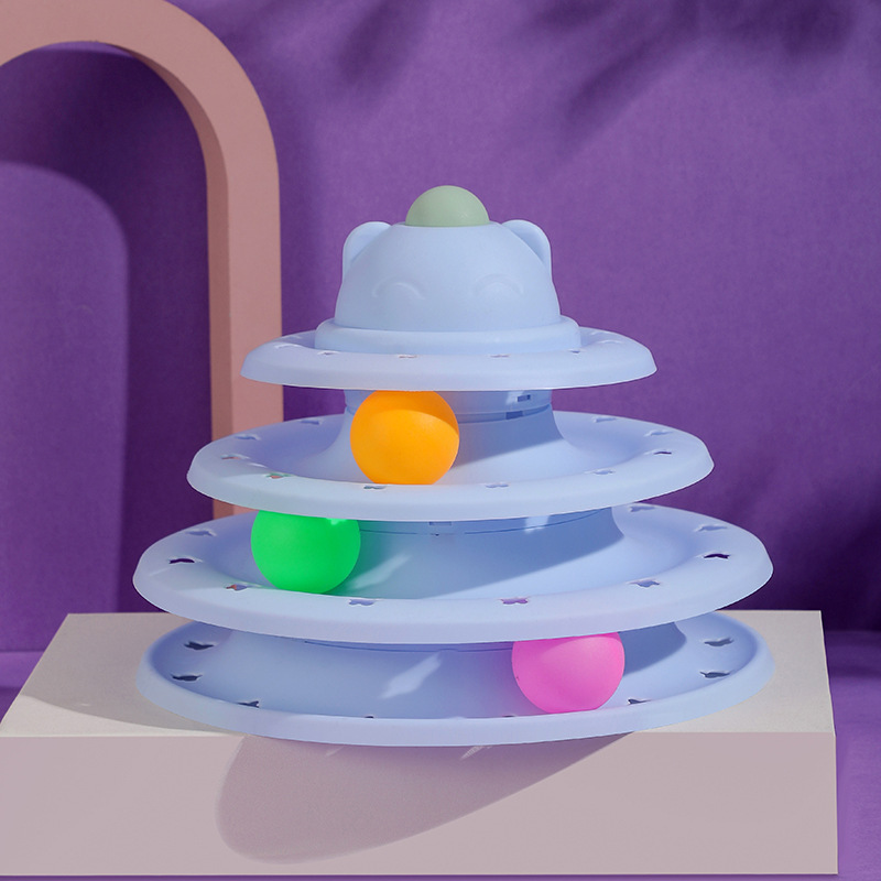 Mascota gato de juguete de cuatro capas bola de la pista gato placa giratoria INS ronda diversión interactiva gato divertido gato suministros al por mayor