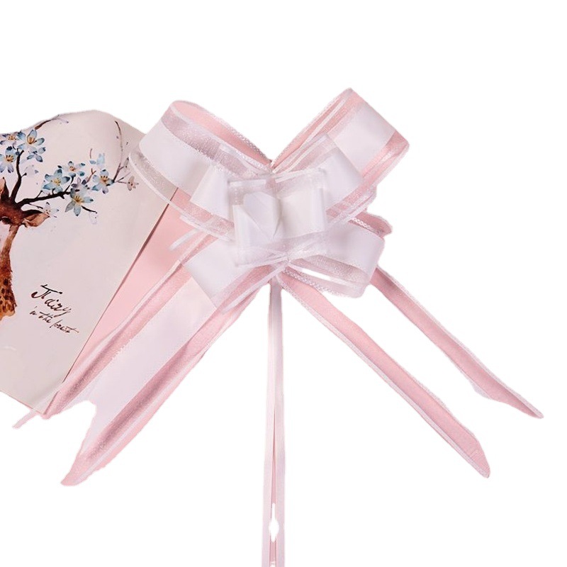 Nueva puerta del coche tire flor 5cm gran hilo de nieve color natural elegante mano tire de la flor de embalaje de regalo de Navidad arco tire de la flor