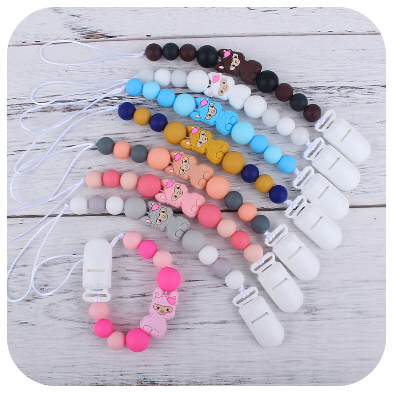 Nueva silicona mordedor palo pezón cuerda materna e infantil suministros Bebé chupete silicona oveja pezón cadena anti-caída