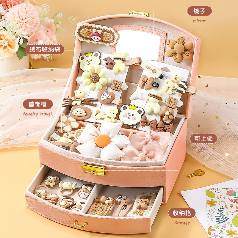 Regalo del día del niño Juguetes de cumpleaños para niñas Niña de 3 años, 10 niñas, 8 cajas de regalo de joyas, 9 accesorios para el cabello