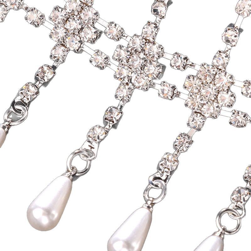 Europa y América sexy cadena de pecho de malla de mujer brillante diamante cuello colgante cadena de cuerpo alta sensación de traje accesorios cadena de cuerpo