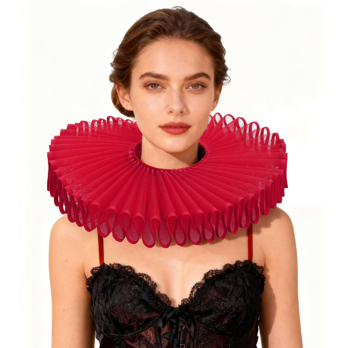 Halloween transfrontalier exagère la grande taille, la fête de maquillage du col de Ruff joue le faux col de couleur aristocratique rétro littéraire