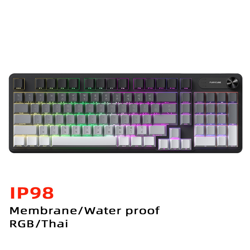 FURYCUBE IP98機械手触り防水キーボードコンピュータゲームコンテスト高颜値有線静音キーボード|undefined