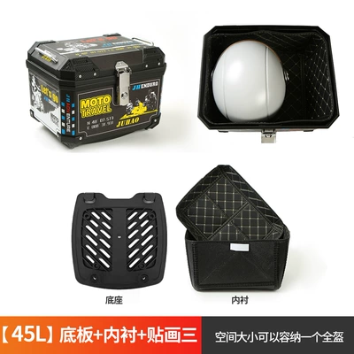 Waterproof Universal Electric Vehicle: Motorcycle trunk - 45l-bottom-plate-lining-decal-3