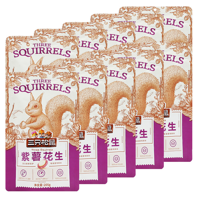 三只松鼠紫薯花生205g/袋休闲零食小吃炒货花生米仁包邮