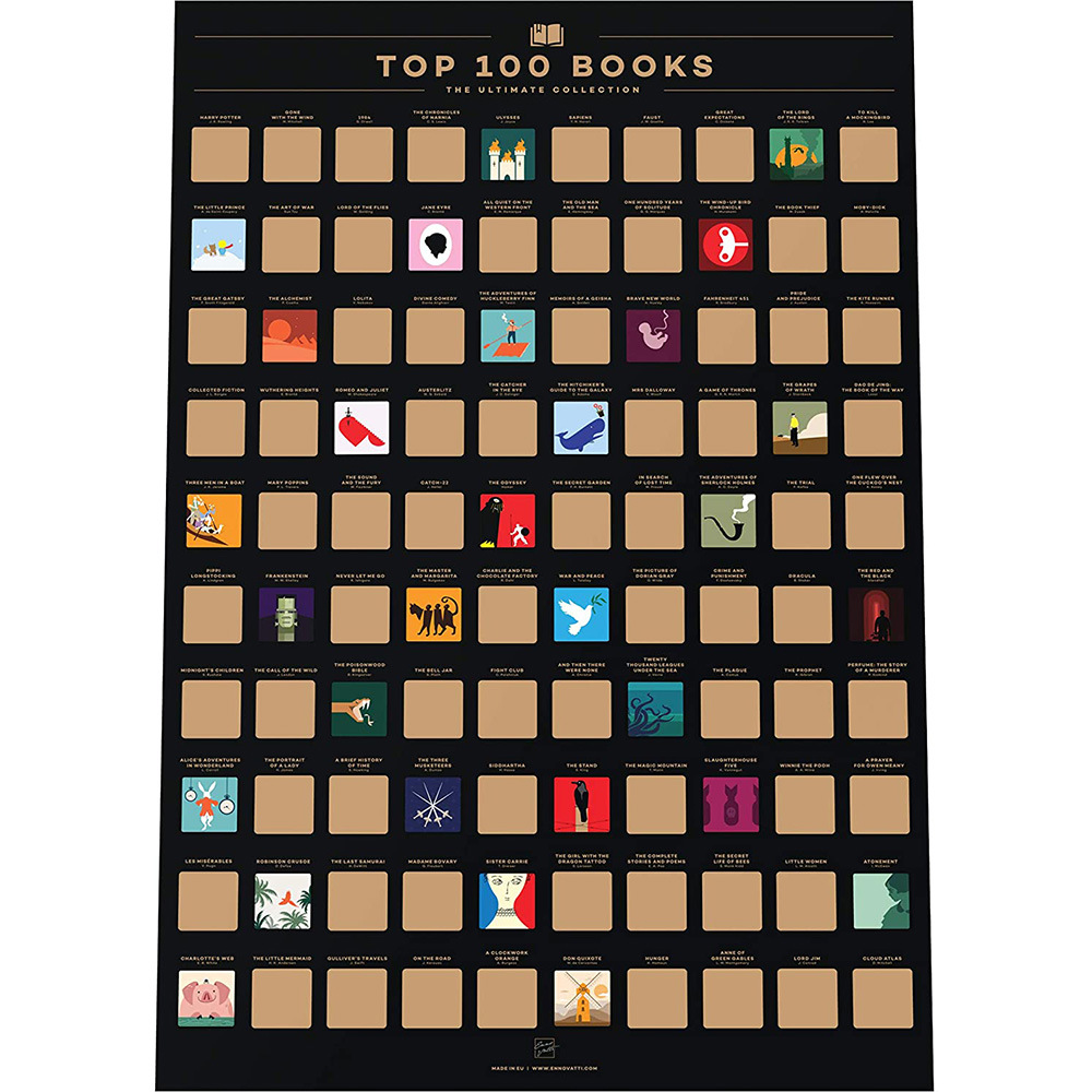 亚马逊热销A2刮刮海报100本书籍涂层装饰画家庭趣味刮画