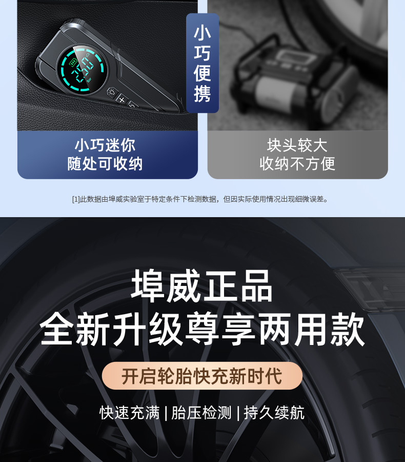 Buwei Car Air Pump Wireless Portable Electric Air Compressor for Cars High-Pressure Tire Inflator