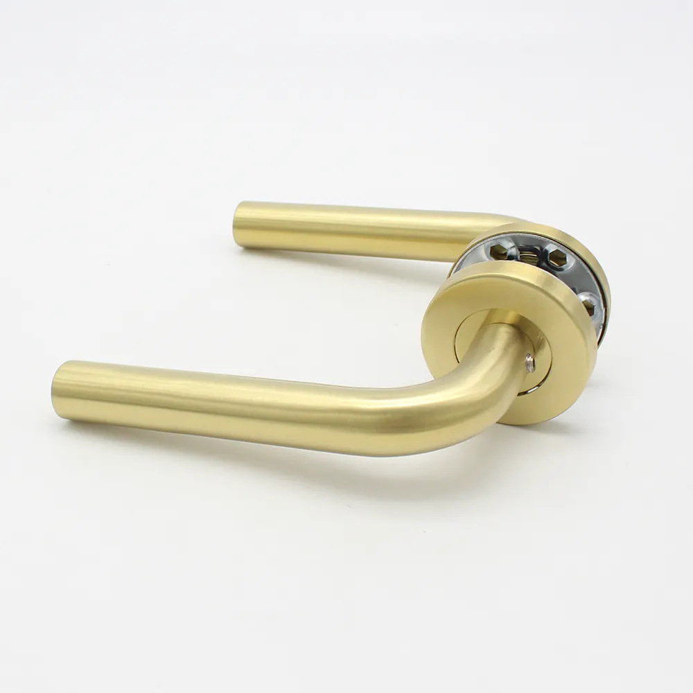 Manija de puerta de un solo codo de acero inoxidable 304 Manija de cerradura ignífuga estándar europea Manija de puerta de madera de baño de dormitorio universal