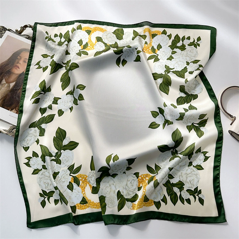 Леточный шарфик-платок 70×70 см, имитация шелка (полиэстер), простой элегантный дизайн