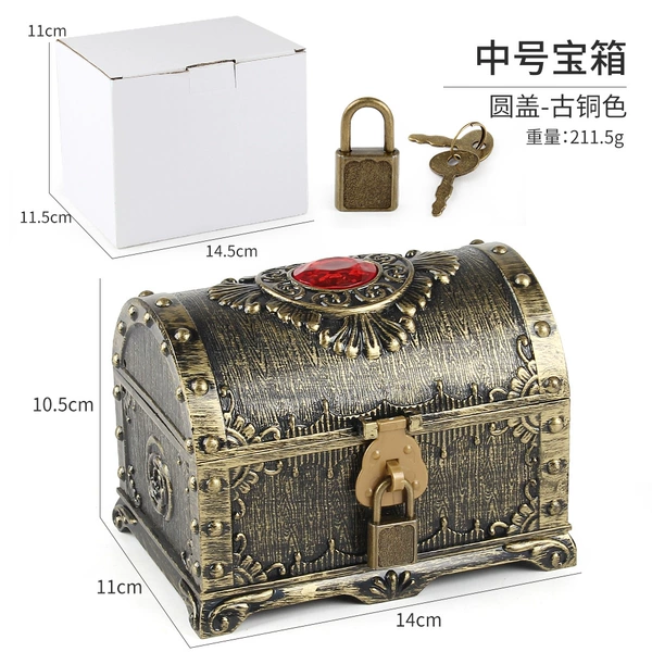 14×11×10,5 см, ≈210 г (античная бронза, круглая крышка, шкатулка с рубином)