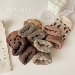 2024兒童襪子春夏笑臉雙針小腿襪豹紋女童襪子中大童寶寶襪子批發