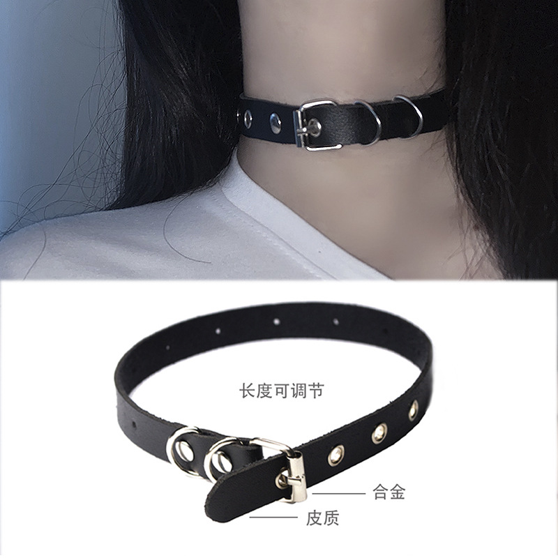 泫雅楊冪同款原宿歐美朋克百搭平扣皮帶式choker項圈鎖骨頸鏈