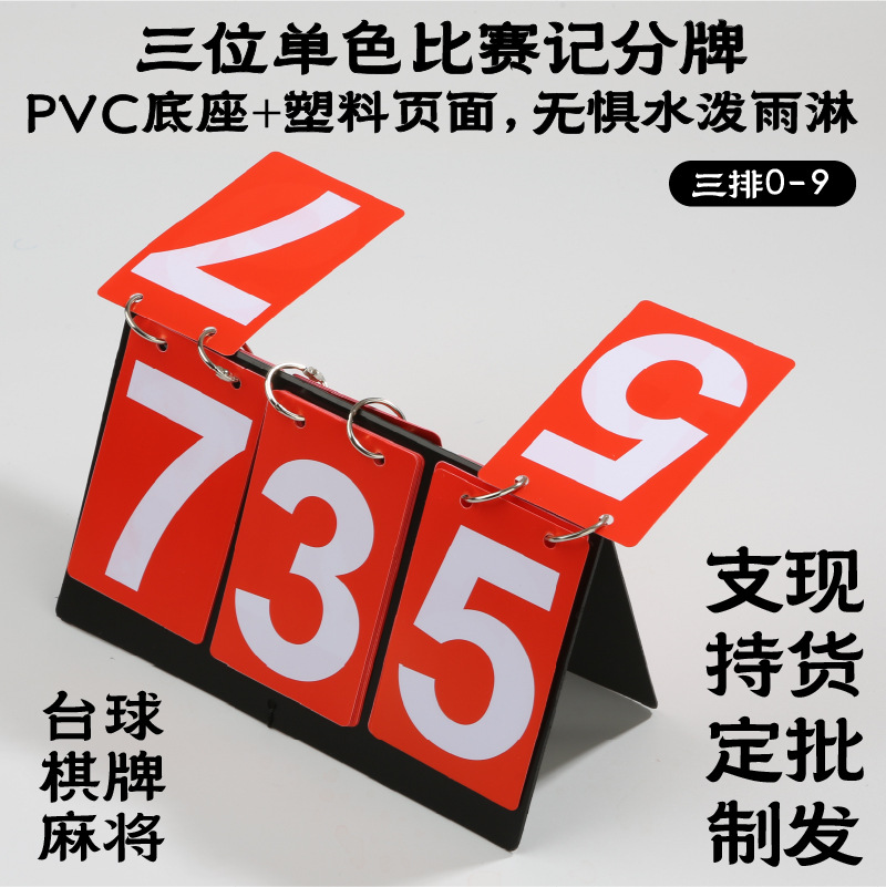 Customized Mahjong Poker Board Game Scorekeeper Plastic Pvc Waterproof Durable Wholesale Three-Digit Competition Score Scoreboard