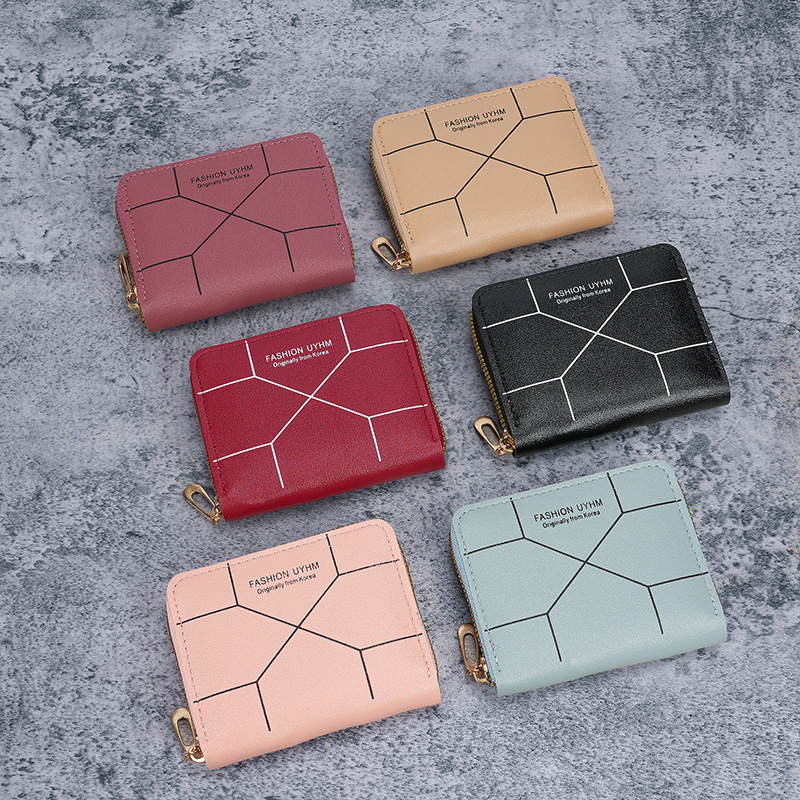 Etiquetado transfronterizo nuevo bolso de damas corto bolso de tarjetas simple bolso de patrón de geometría cremallera bolso de cambio