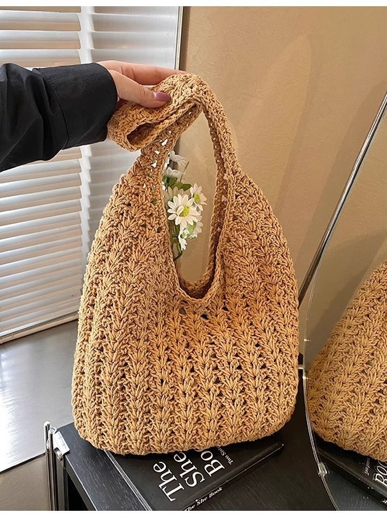 メーカー卸売 綿糸バッグ 新作 多用途 手編みバッグ リゾートビーチバッグ 個性的なショルダーバッグ おしゃれなレディースバッグ|undefined