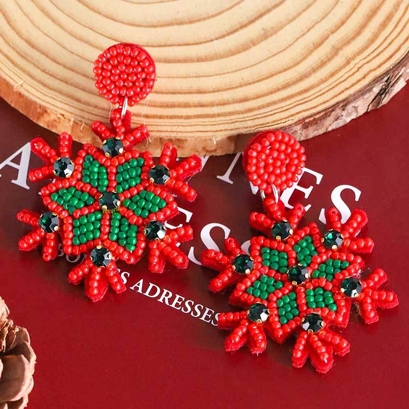 1 Paire Style Simple Style Classique Flocon De Neige Incruster Alliage Plastique Résine Strass Boucles D'oreilles display picture 2