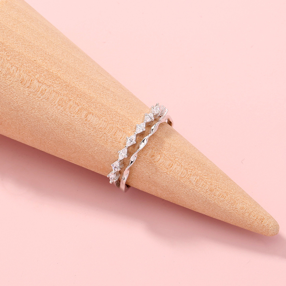 wholesale jewelry wave zircon double copper ring Nihaojewelry