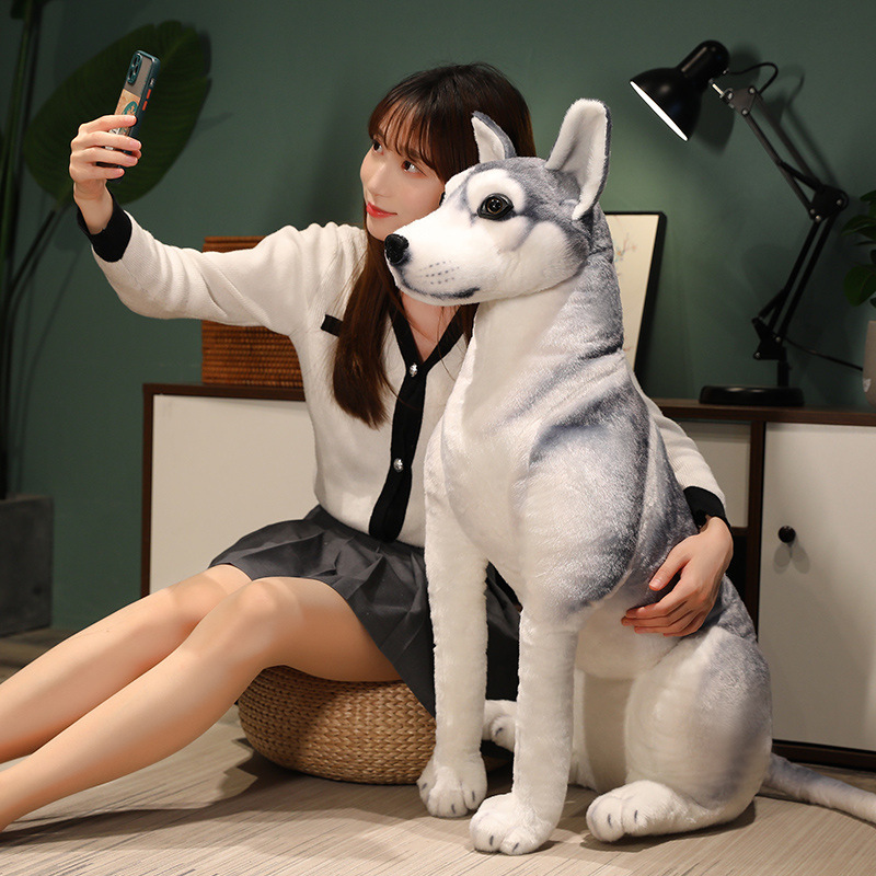 Simulación muñeca Husky lindo split casa mascota Erha juguete de peluche decoración del hogar Decoración perro muñeca