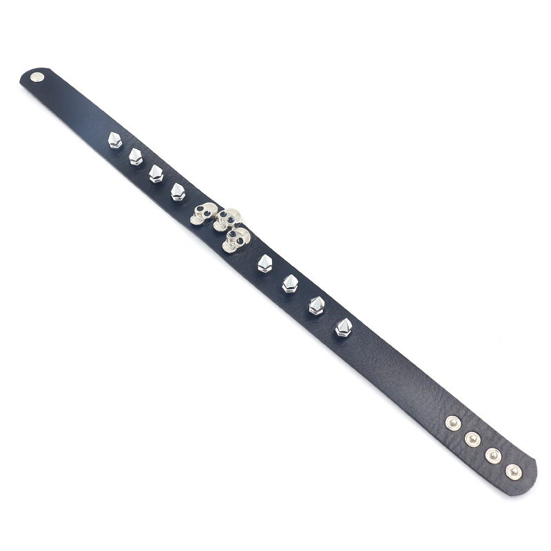 Party Occasion Punk Skull Pu Leather Alloy Choker Wholesale