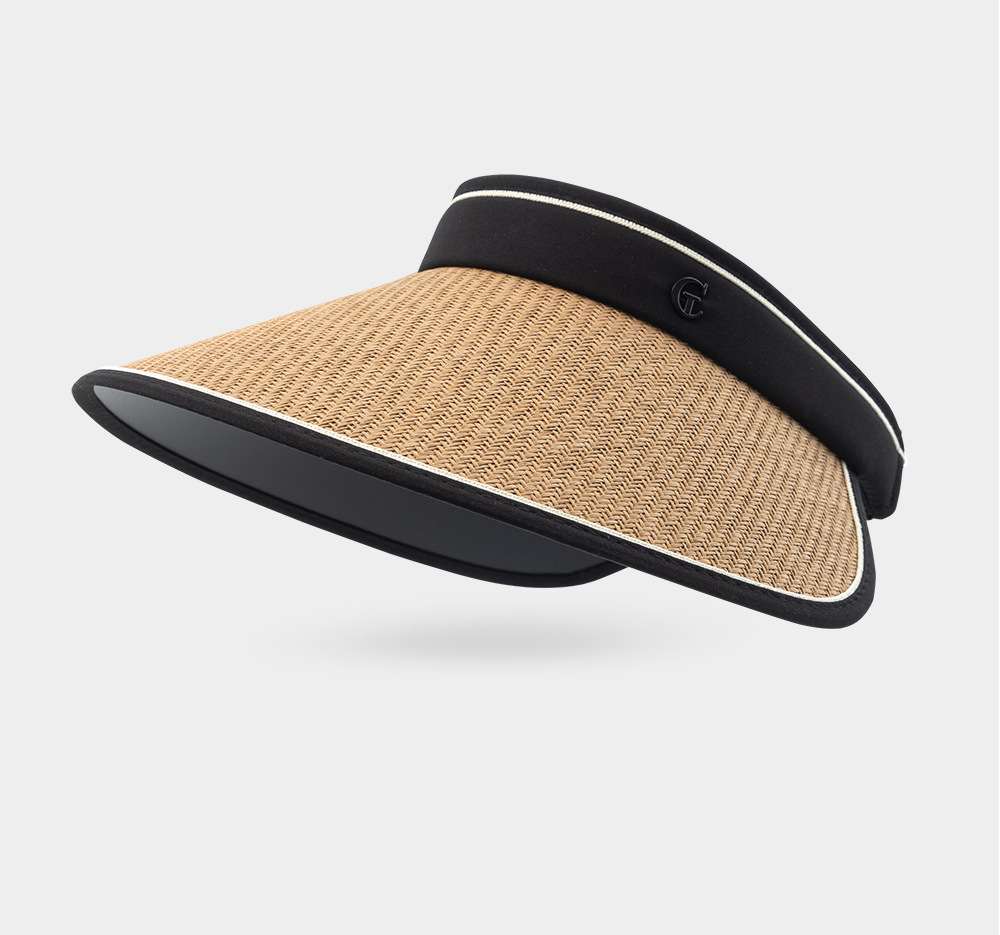 Large brimmed black rubber hollow top hat for women, new summer protection straw woven sun hat, foldable_voghion.com