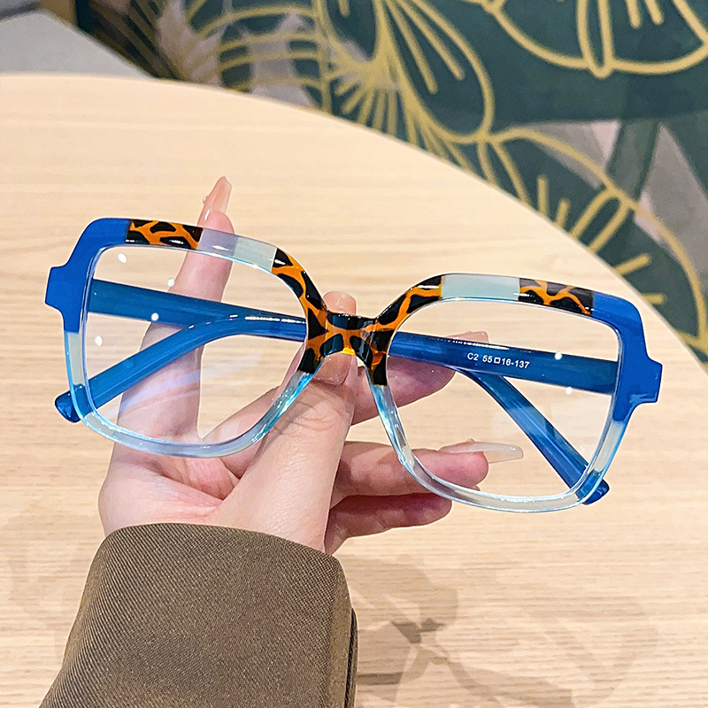 46g Weight Full Frame Glasses Structure Glasses Classification Ac Lens Material Square Glasses Style Daily Occasion Color Block, Leopard Pattern All Seasons Season Unisex Gender Simple Style Style Simple Style Color Block Leopard Ac Square Full Frame Optical Glasses 无