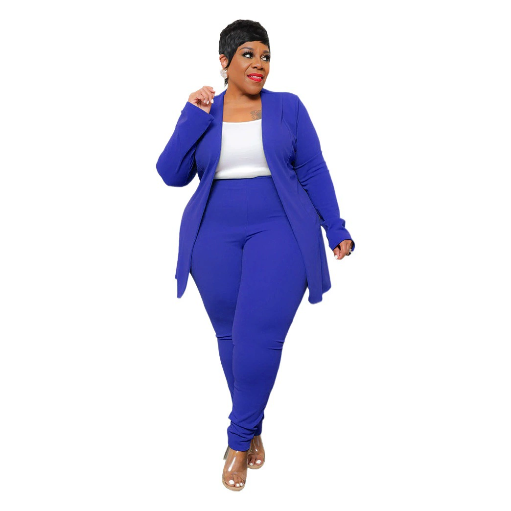 N7750 Европейская и Американская женская одежда большого размера Amazon модный темперамент профессиональный повседневный длинный рукав брюки маленький костюм из двух частей