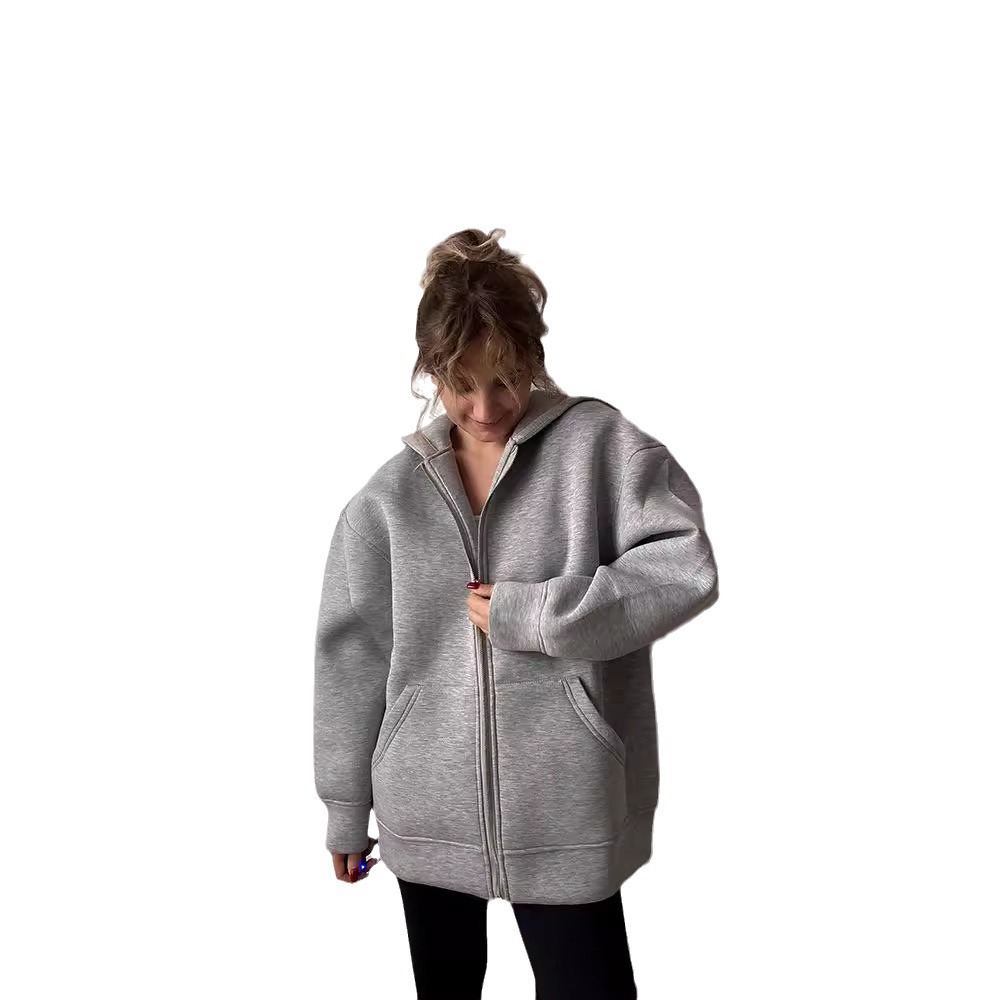 Women's Clothing autumn and winter hooded long sleeved jacket zipper basic jacket new women's casual sweatshirt_voghion.com