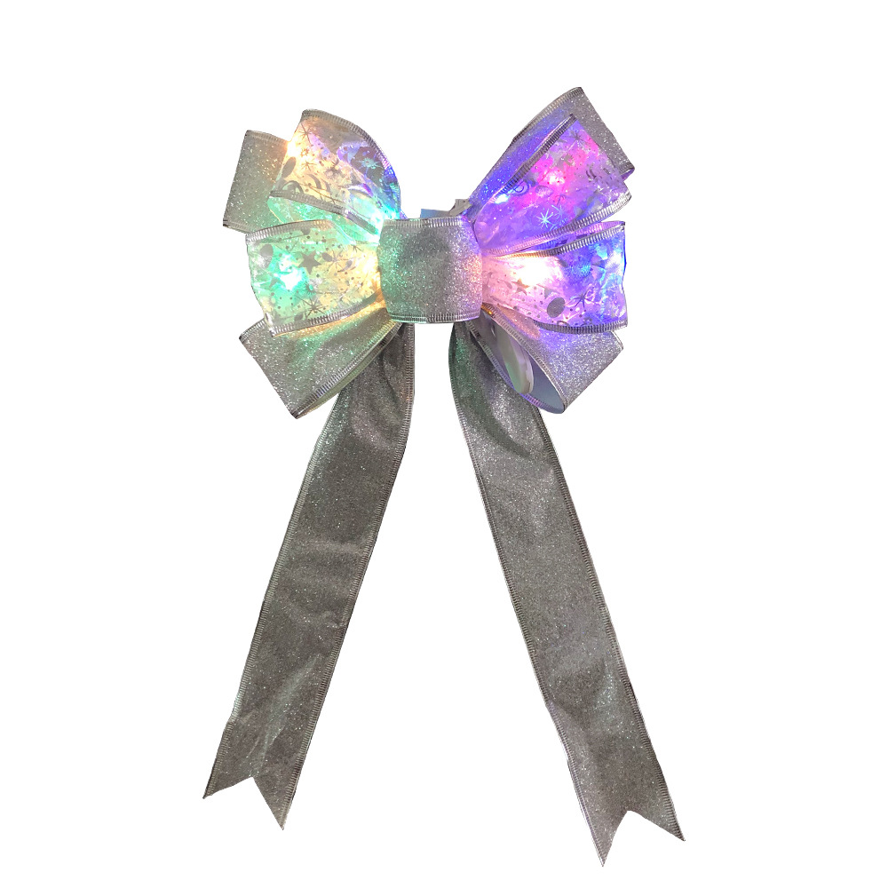 Nieuwe lichtgevende kerstboom DIY decoratieve hanger LED dubbellaags licht lint strik_voghion.com