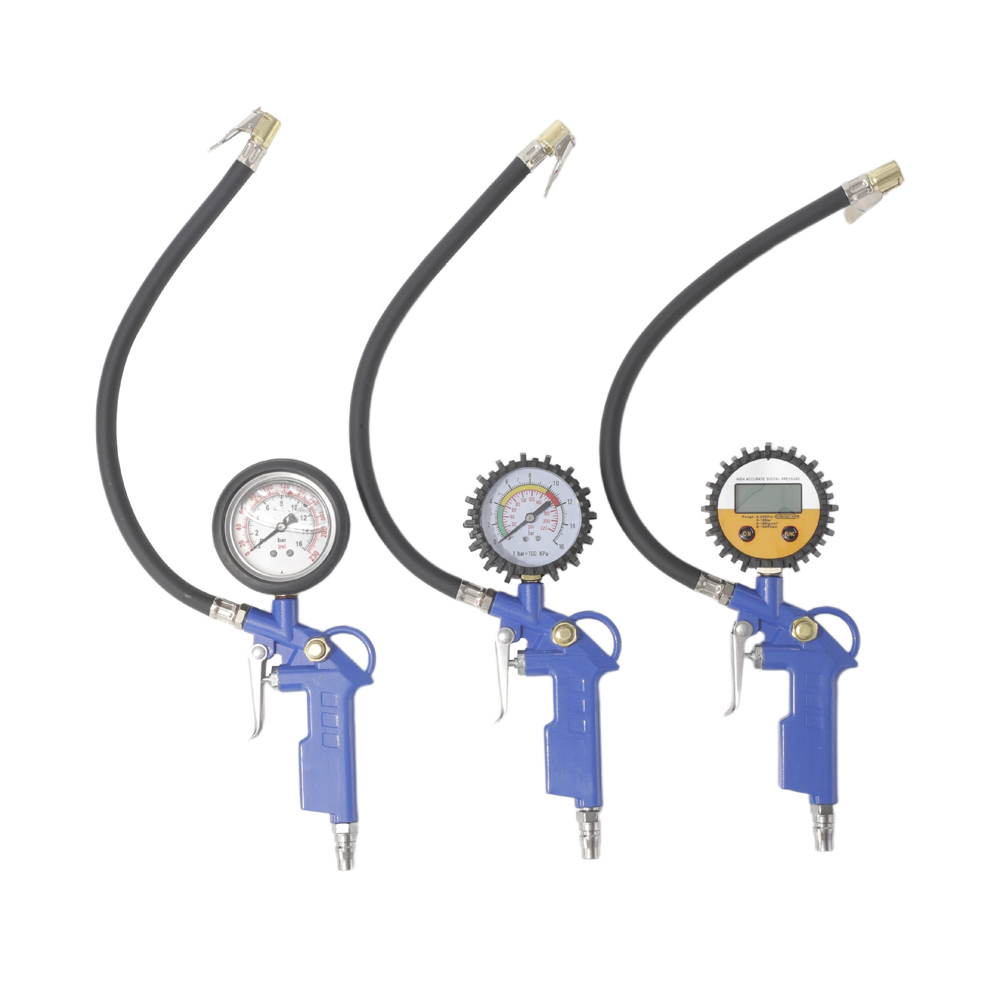 Air pressure gauge, tire pressure gauge, high-precision air inflating head with pressure gauge, car tire monitor, electronic air gun, inflating nozzle