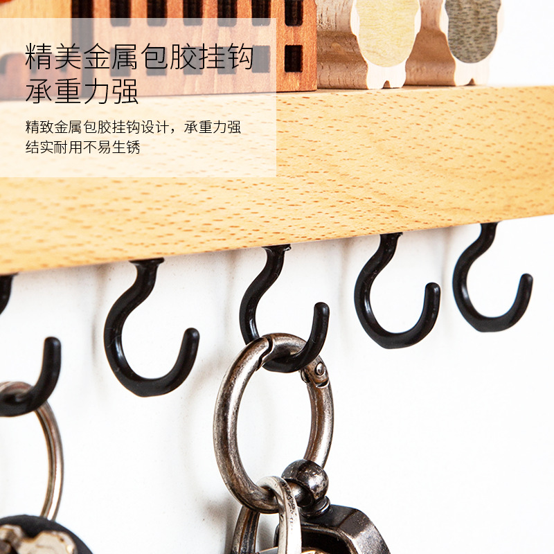 Creativo nórdico clave gancho pared haya pasillo decorativo clave rack de almacenamiento montado en la pared Punch-libre puerta de entrada