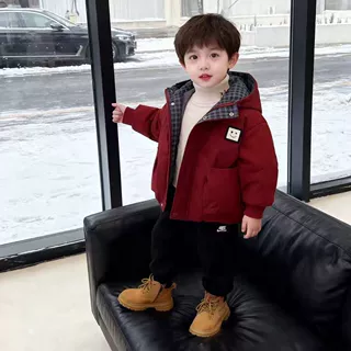 男童加绒棉服外套冬季2026新款儿童宝宝圣诞红色加厚棉袄冬装衣服