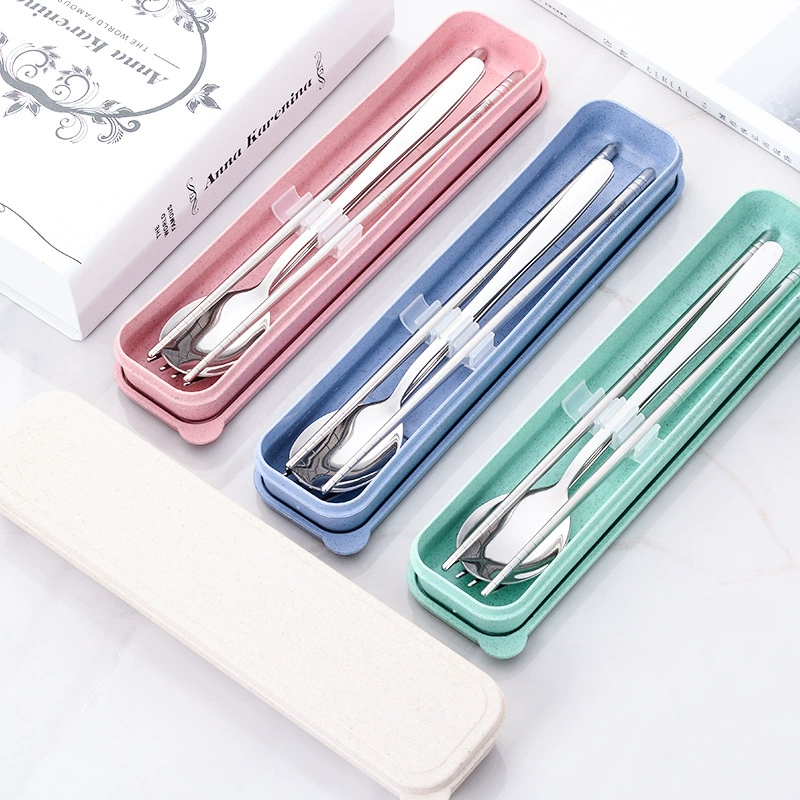 Handheld tableware stainless steel, children's set for elementary school students, storage box, 3 piece set