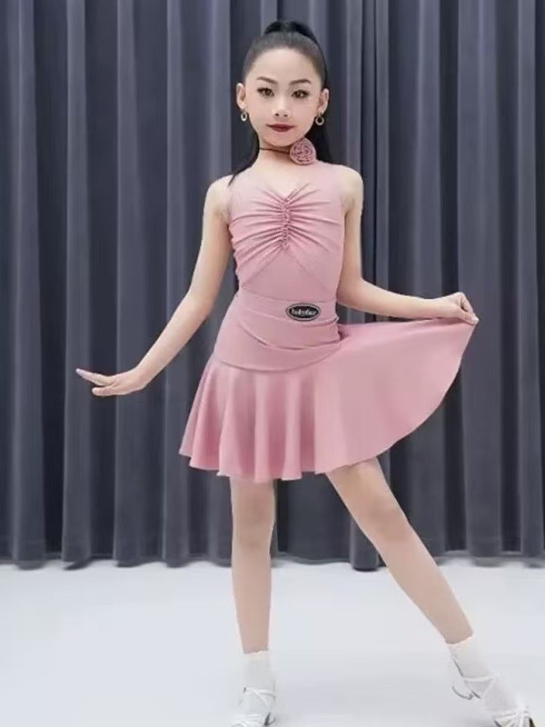 女童拉丁舞练功服2025新款少儿舞蹈裙比赛训练服大摆裙套装演出服|undefined