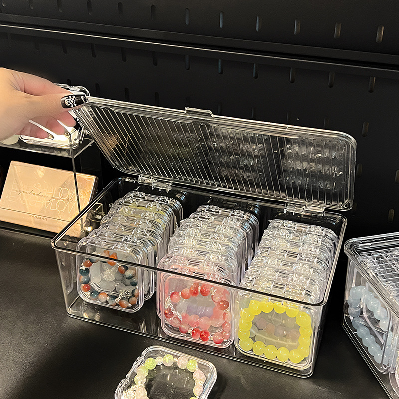 Pulsera de cristal Wenwan, pulsera, caja de almacenamiento de escritorio, joyería, collar, joyería, caja de joyería de acabado de escritorio transparente a prueba de polvo