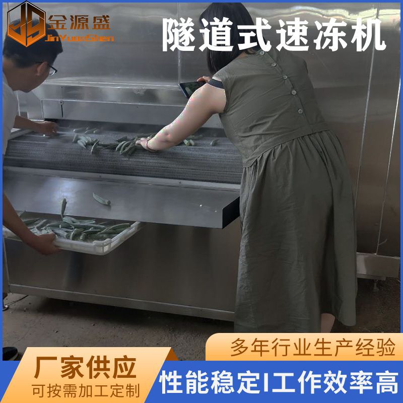 小龙虾蟹脚速冻机设备 薯条流态化速冻机 扇贝肉隧道式速冻流水线