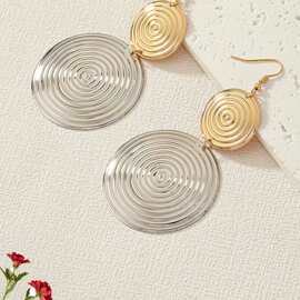 跨境热卖欧美大圆圈长款耳环街拍夸张螺旋纹香盘个性圆环耳钉批发