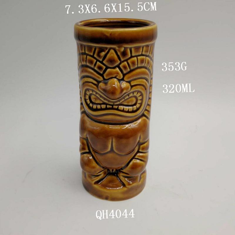 Taza de cerámica hawaiana cuidadosamente seleccionada Taza de cóctel creativa TIKI Taza de agua en relieve Tic Cup Zombie Face