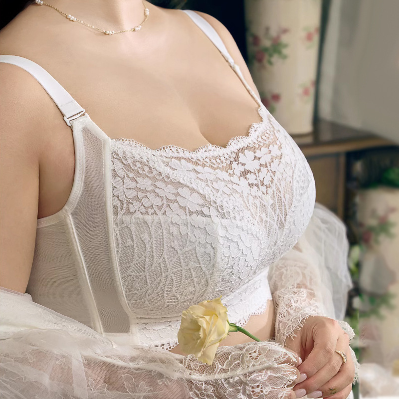 Big Chest Small Look Slim No Steel Rings Breathable Strapless Thin Cup Bra Anti-Light Sexy plus size Underwear Base Dress