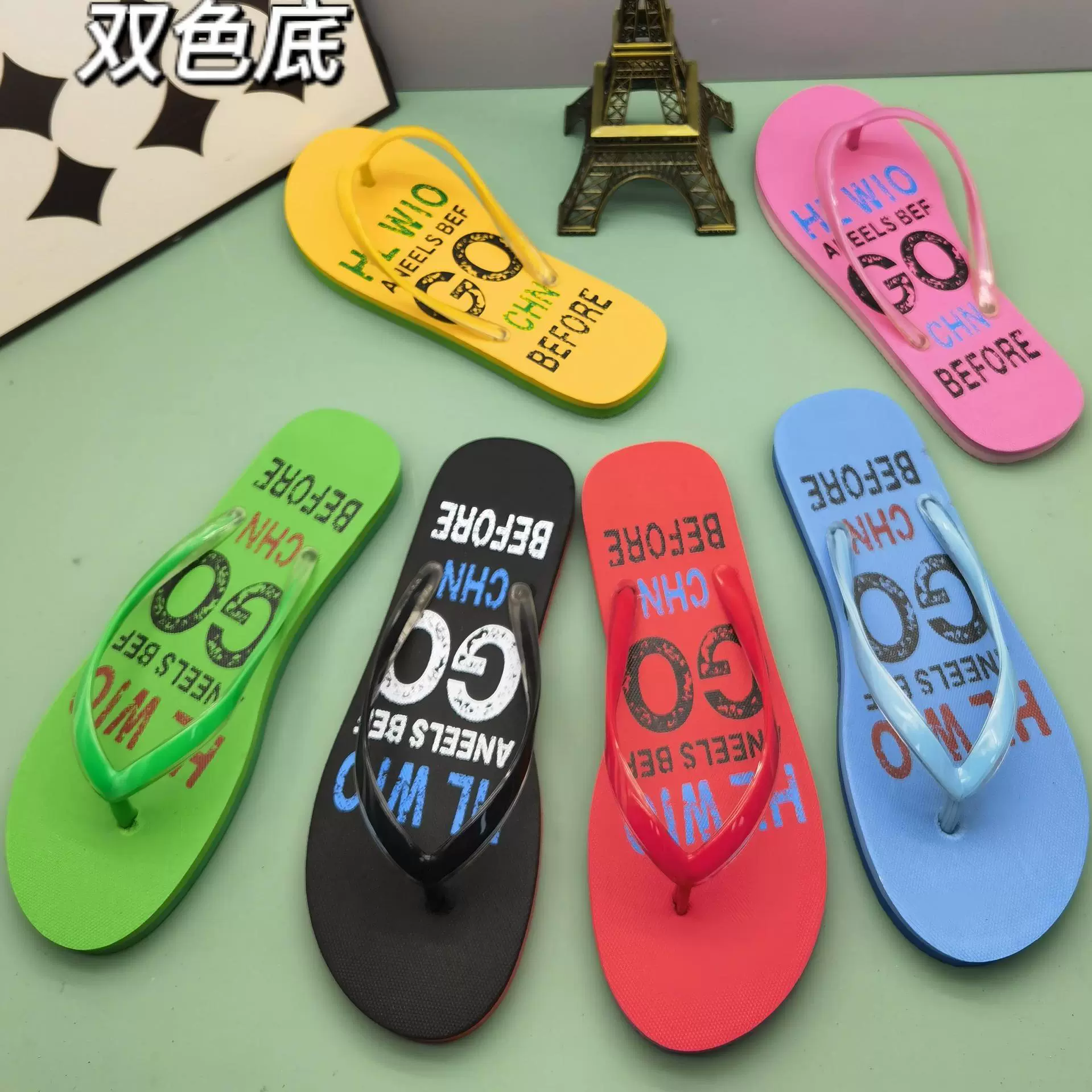 新款女士人字拖 印花环保材料 耐穿耐用沙滩度假外贸出口外贸拖鞋