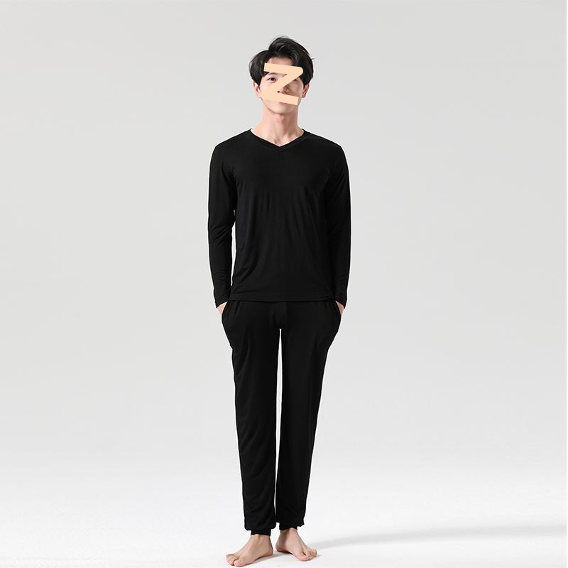 Black v-neck long-sleeved + carrot pants suit
