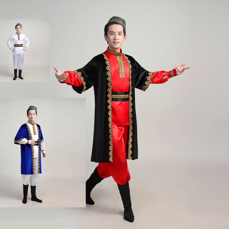Men's Xinjiang dance costume adult Hui minority performance costume Wei Kazak dance performance costume Men's Xinjiang dance costume adult Hui minority performance costume Wei Kazak dance performance costume