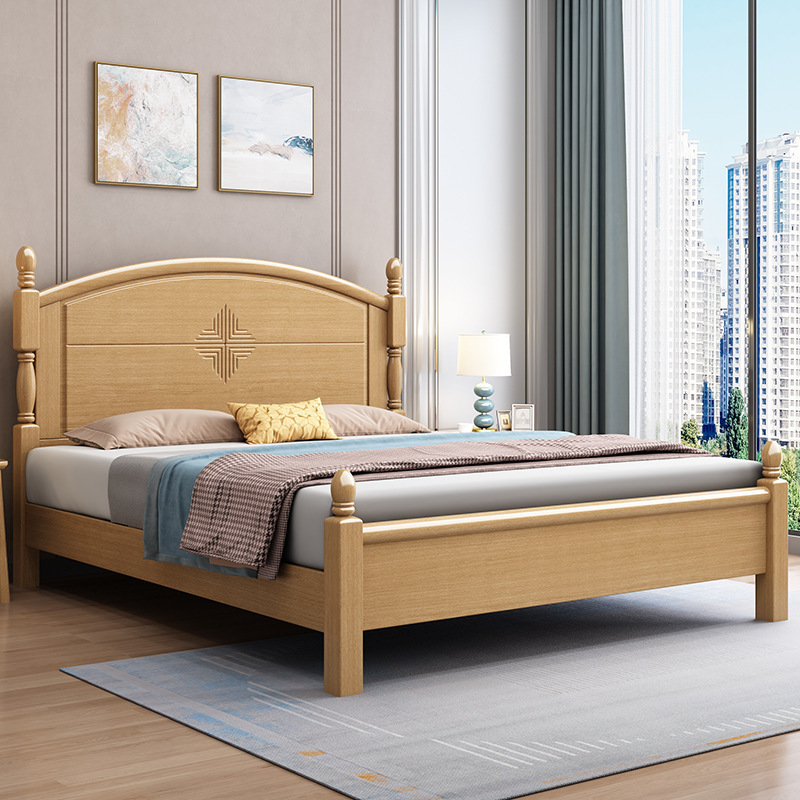 櫸木實木床現代簡約1.8米雙人床北歐兒童床1.5米主臥小戶型男孩床