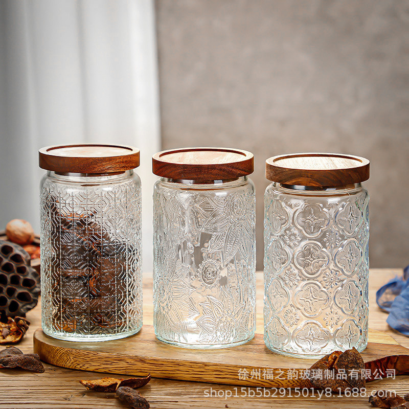 Chino retro Begonia flor vidrio sellado tarro caramelo snack tarro de almacenamiento frutos secos tuerca de almacenamiento tarro