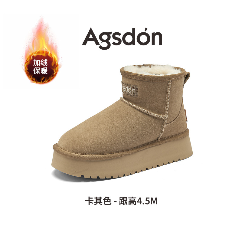 Botas de nieve para mujeres 2025 nuevo otoño y invierno con suela gruesa de lana y algodón grueso para usar botas cortas de pan