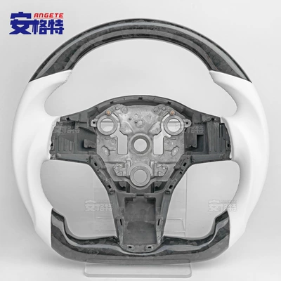 Suitable for Tesla Tesla Model 3 X Y Forged Carbon Fiber Racing Leather Steering Wheel Car Modification