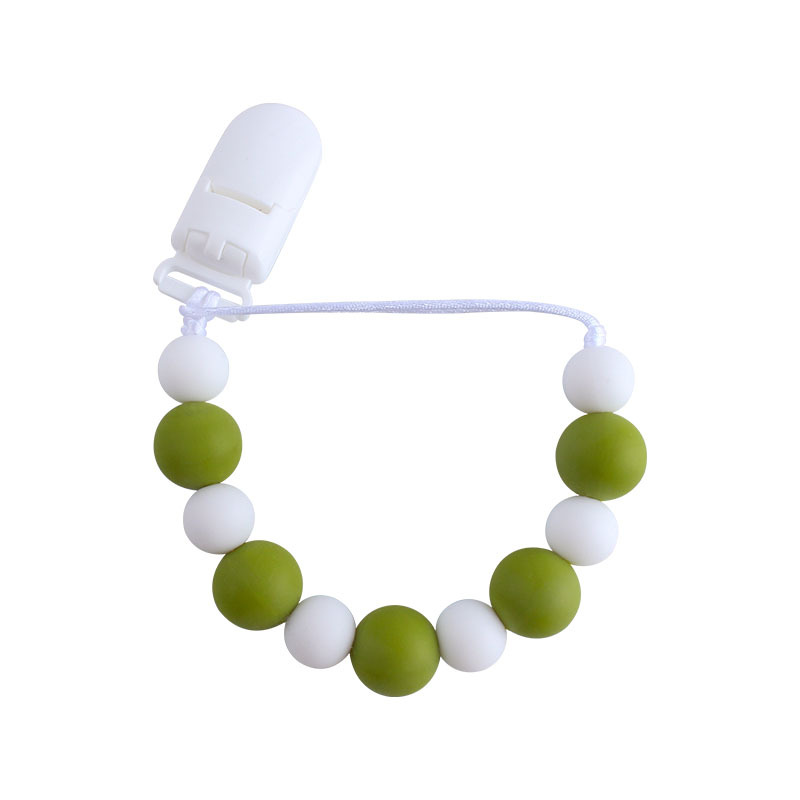 Nuevo bebé suministros plástico pico clip de silicona perlas mordedor bebé molar juguetes chupete cadena anti-perdida cadena