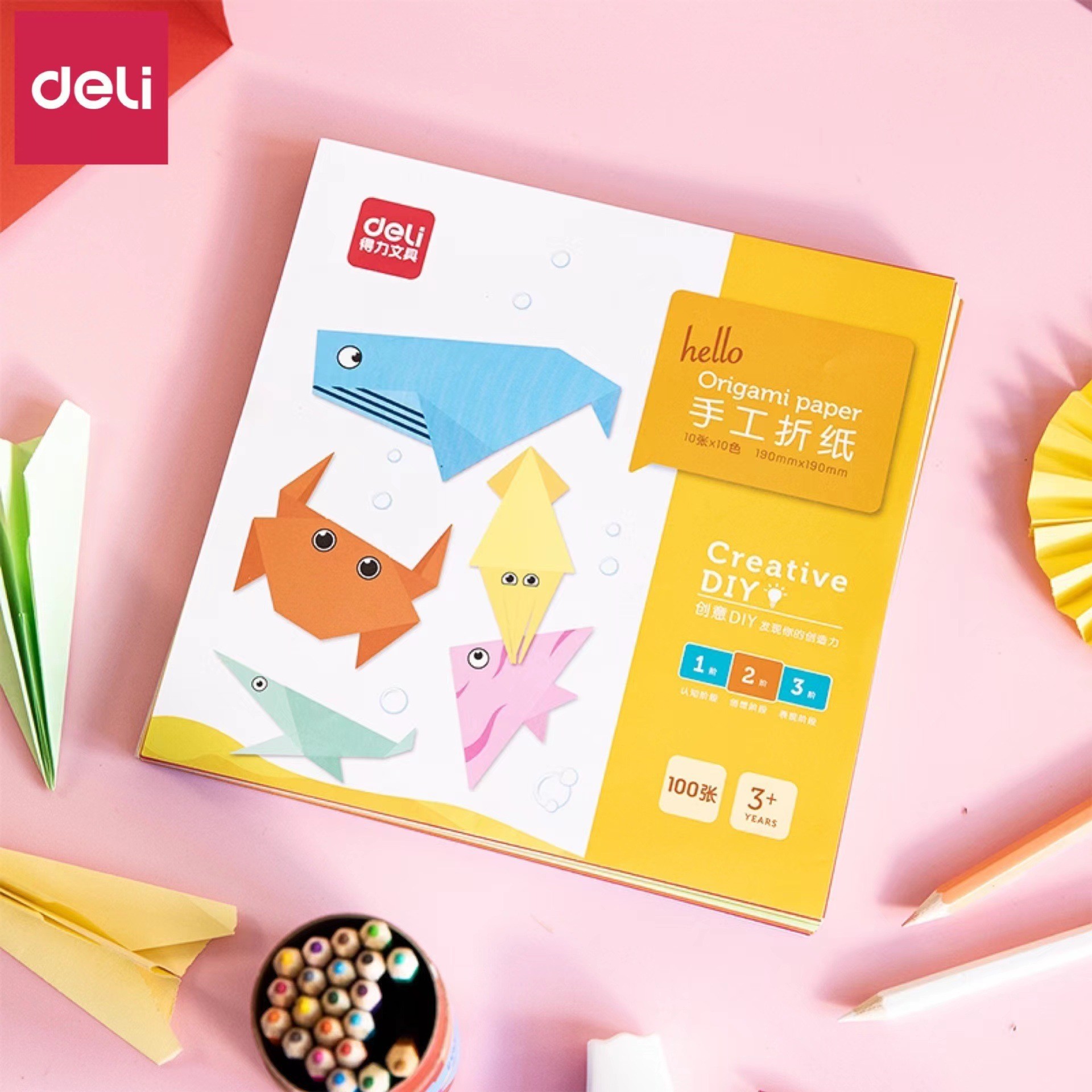 Deli 74802 - Papel de Origami Educativo para Niños, Origami Divertido Multicolor para Niños image 3