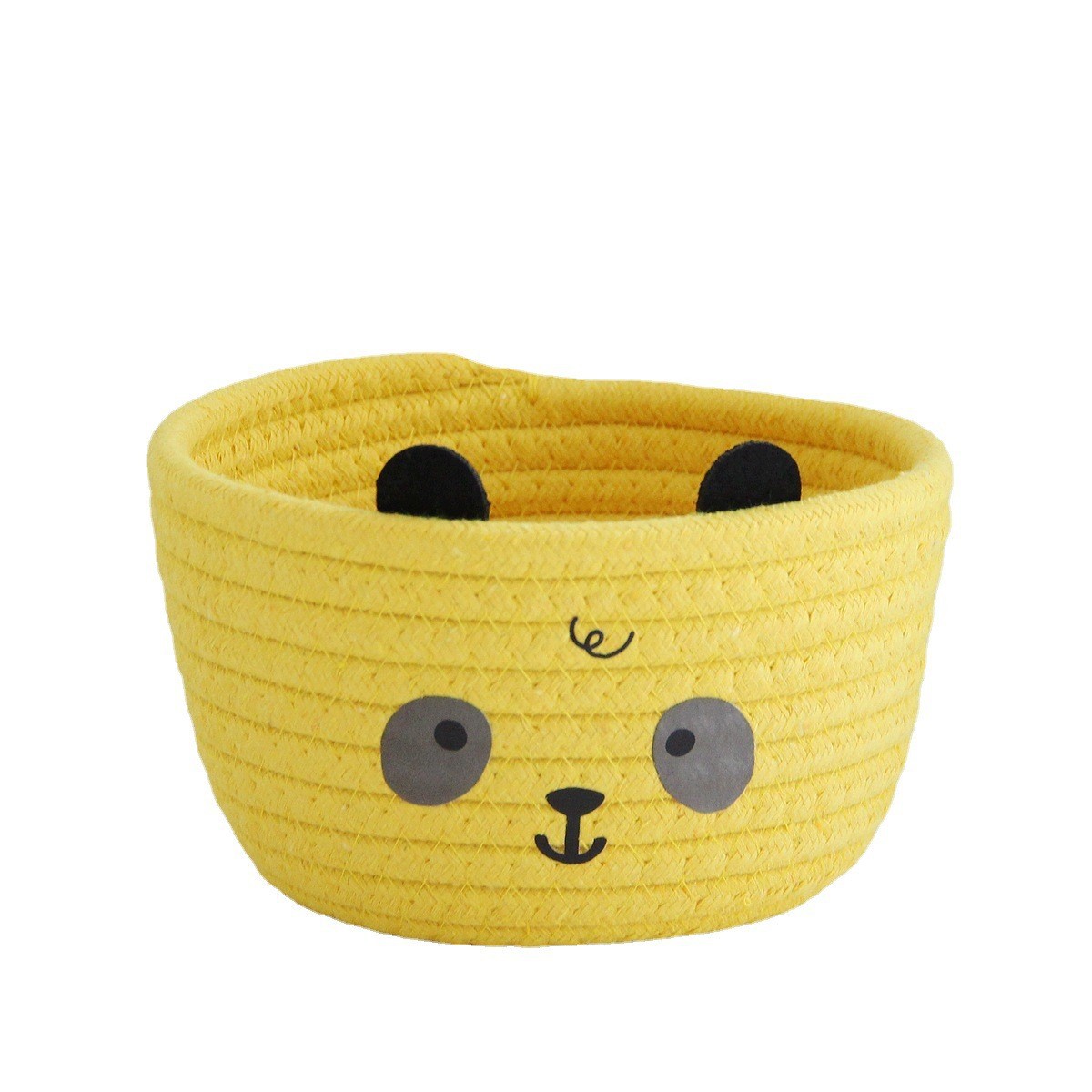 Oso caja de almacenamiento de cuerda de algodón tejida a mano cesta de almacenamiento de escritorio imitación ratán dibujos animados creativo almacenamiento lindo